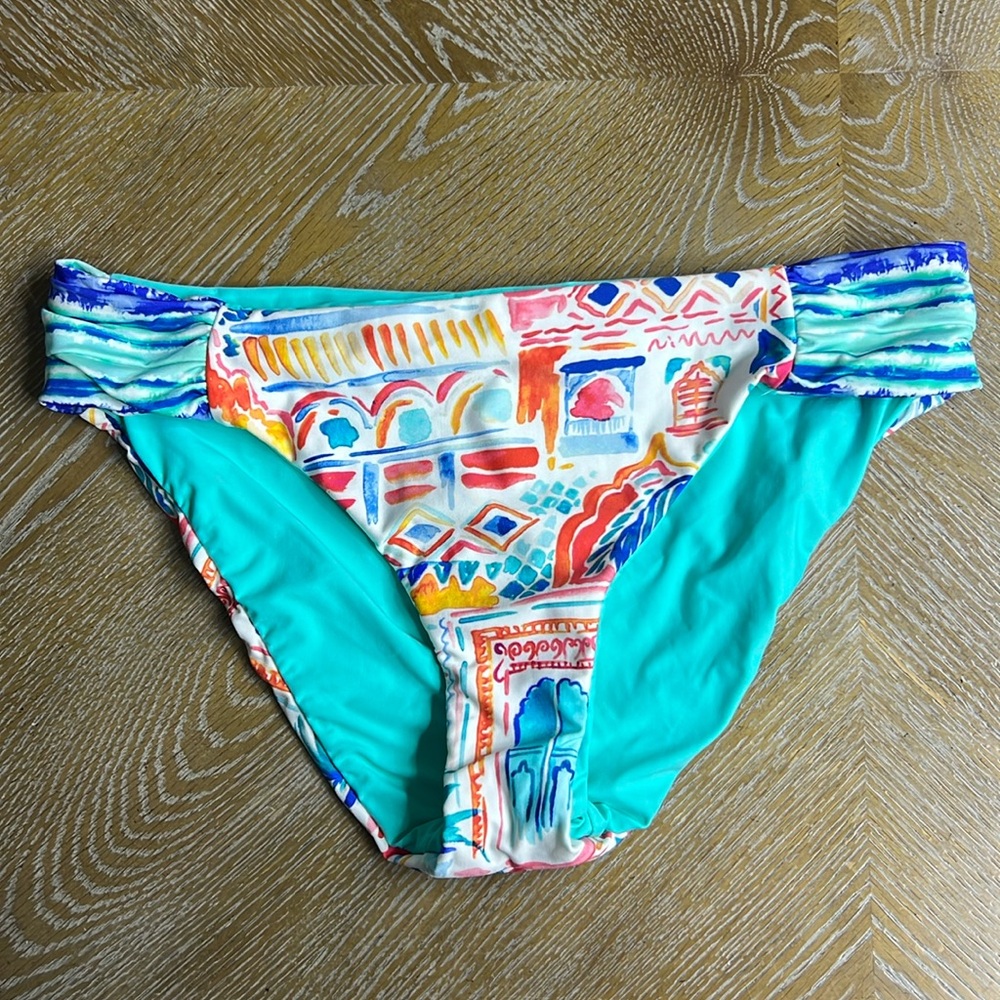 LA BLANCA Teal Reversible Swim Bikini Bottoms 8